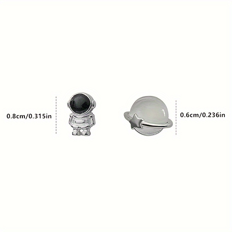 Asymmetrical Petite Astronaut Moon Star Earrings